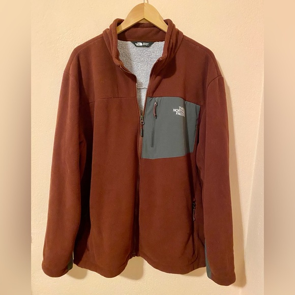 The North Face Chimborazo Fleece Jacket Mens 2XL burgundy Sherpa Lined Full Zip - Picture 2 of 11